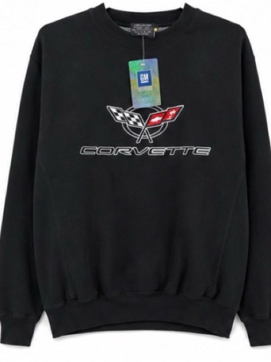 Steve & Barry's Tops - Steve & Barry's Black Crewneck Sweatshirt with Corvette Logo